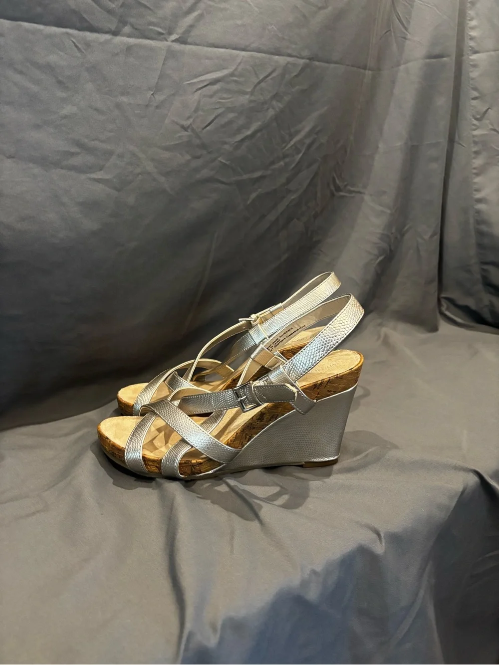 Merona Silver Metallic Crisscross Wedge Sandals